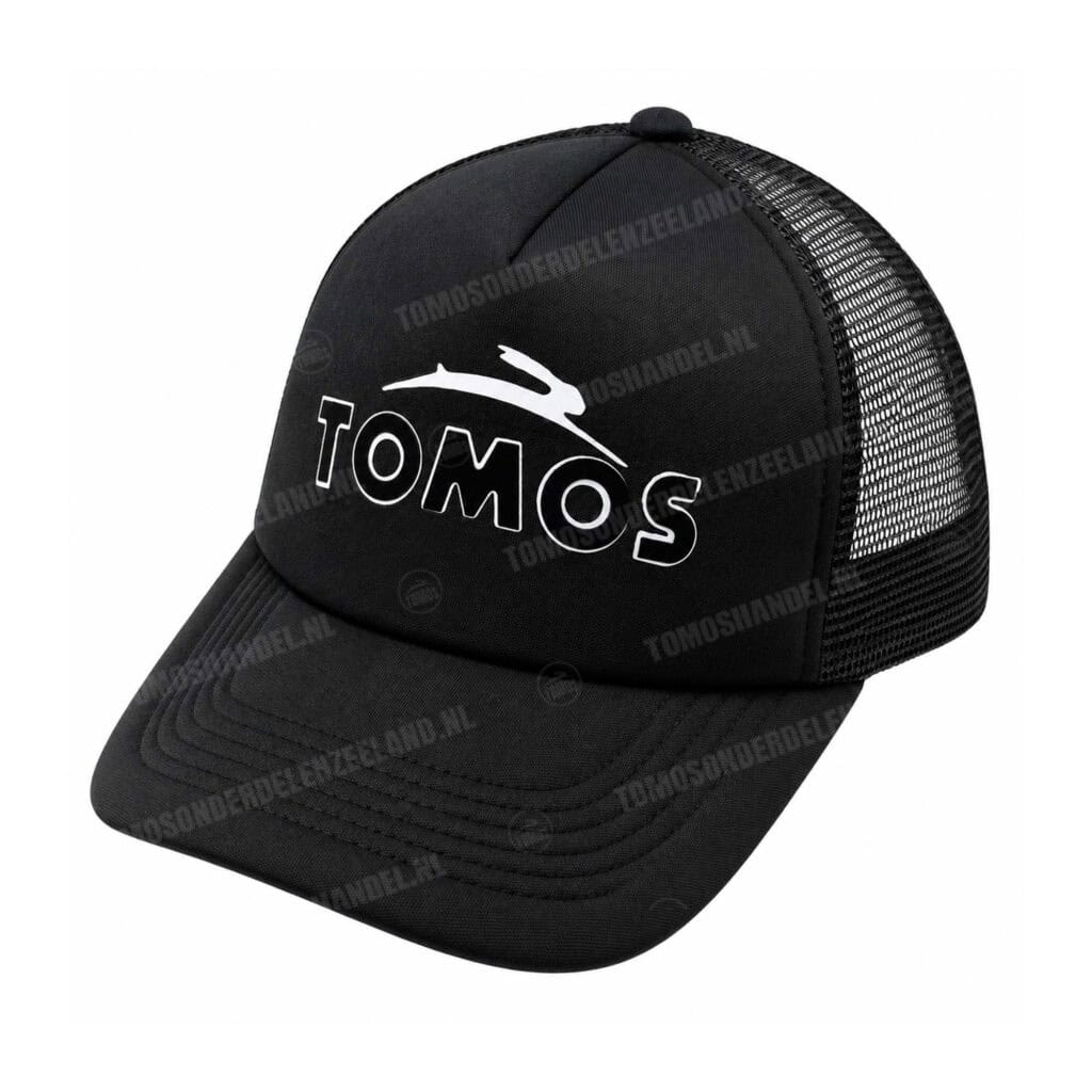 Pet Tomos met logo zwart / wit truckers cap