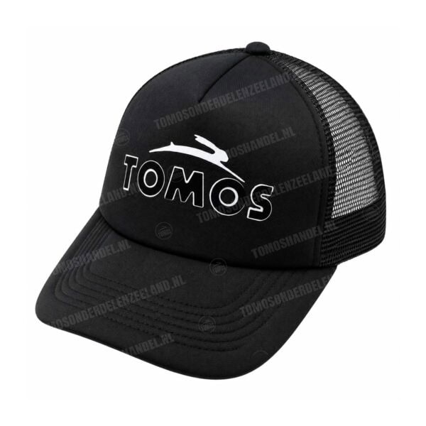 Pet Tomos met logo zwart / wit truckers cap