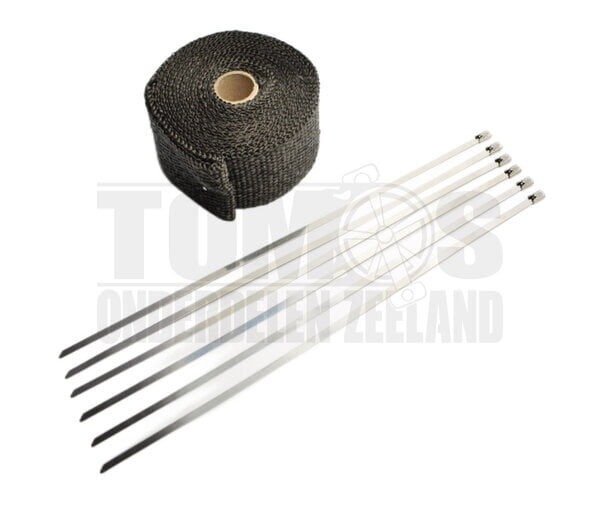 Uitlaat hitteband zwart 5cm x 10 meter