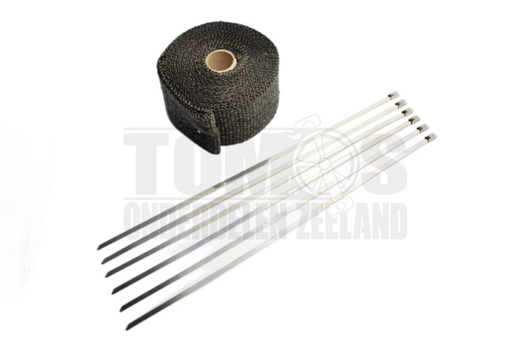 Uitlaat hitteband zwart 5cm x 10 meter