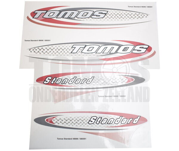 Tomos Stickerset Standaard rood / zwart compleet set