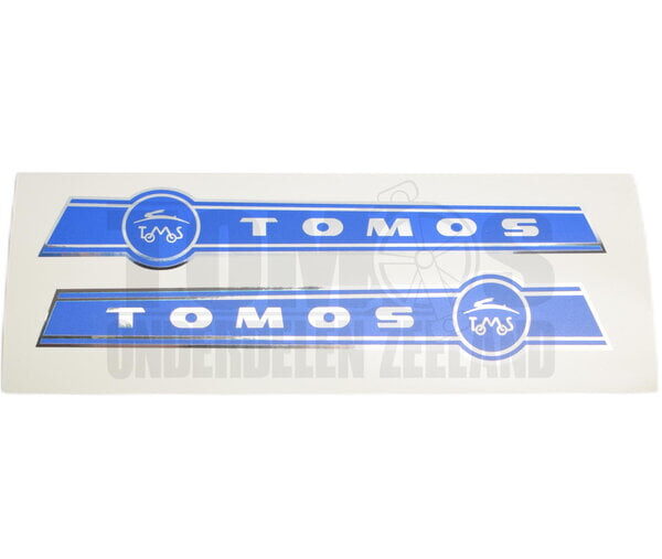 Tomos Sticker Tank logo blauw / zilver