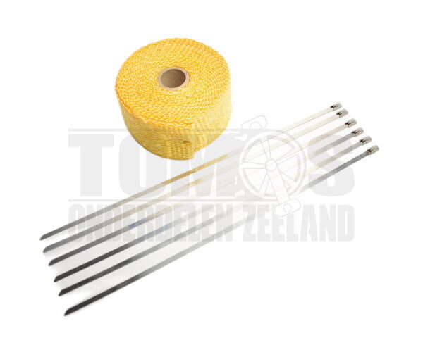 Uitlaat hitteband geel 5cm x 10 meter