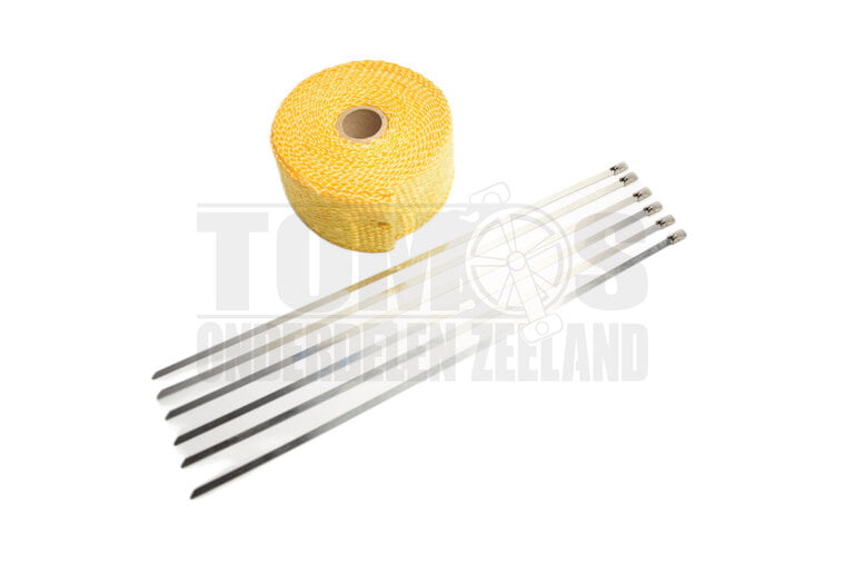 Uitlaat hitteband geel 5cm x 10 meter