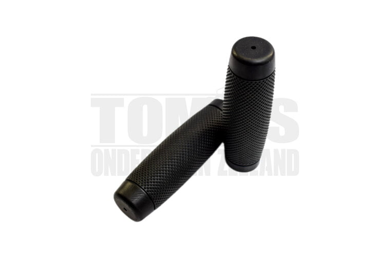 Handvatset Bobber geribbeld zwart 22mm / 24mm