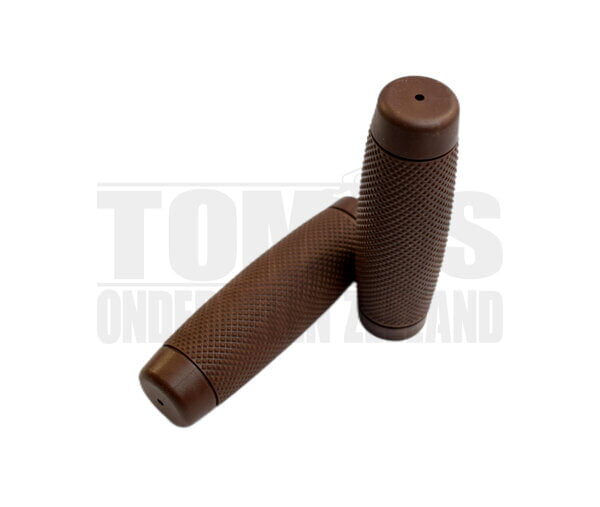 Handvatset Bobber geribbeld bruin 22mm / 24mm