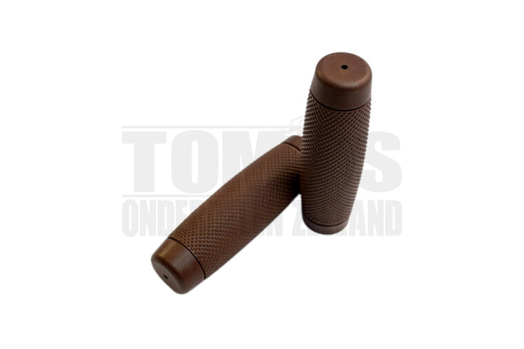 Handvatset Bobber geribbeld bruin 22mm / 24mm