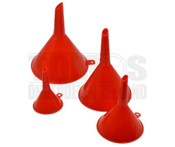 Trechterset rood benzine / koppelingsolie 4-delig