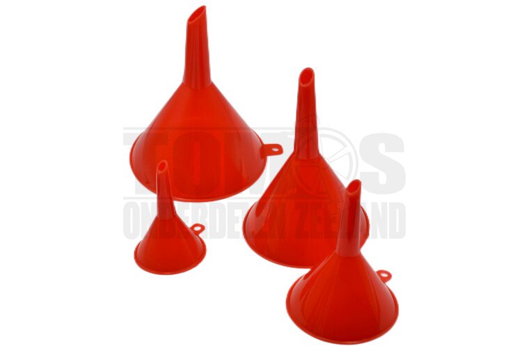 Trechterset rood benzine / koppelingsolie 4-delig