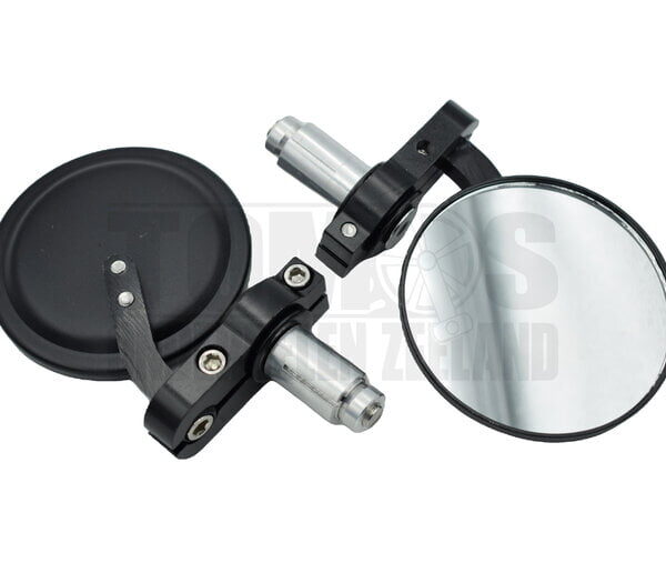 Spiegelset bar-end insteek rond zwart 12mm / 18mm universeel
