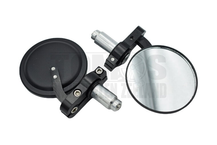 Spiegelset bar-end insteek rond zwart 12mm / 18mm universeel