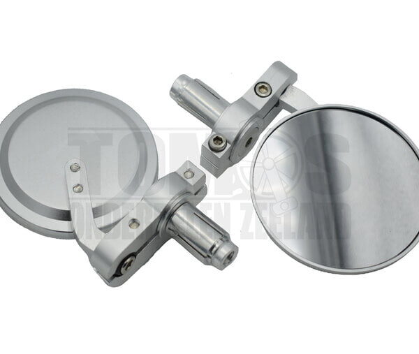 Spiegelset bar-end insteek rond zilver 12mm / 18mm universeel