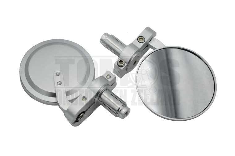 Spiegelset bar-end insteek rond zilver 12mm / 18mm universeel