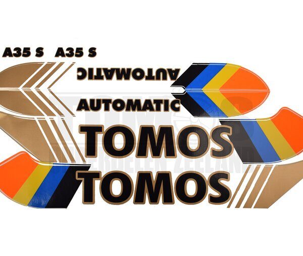 Tomos Stickerset standaard automatic goud / zwart / blauw / oranje origineel