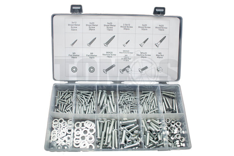 Bouten en moeren assortiment set 374-delig