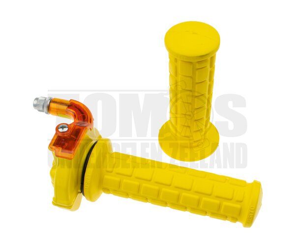 Gashendel rechts snelgas greepset haaks M84 geel Lusito