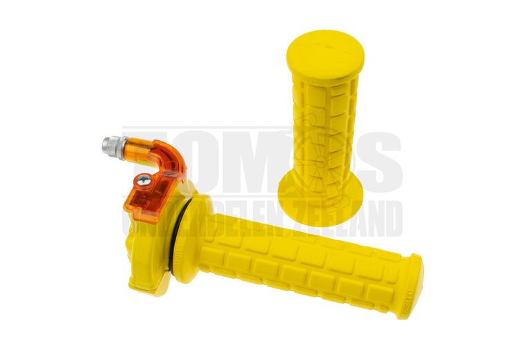 Gashendel rechts snelgas greepset haaks M84 geel Lusito