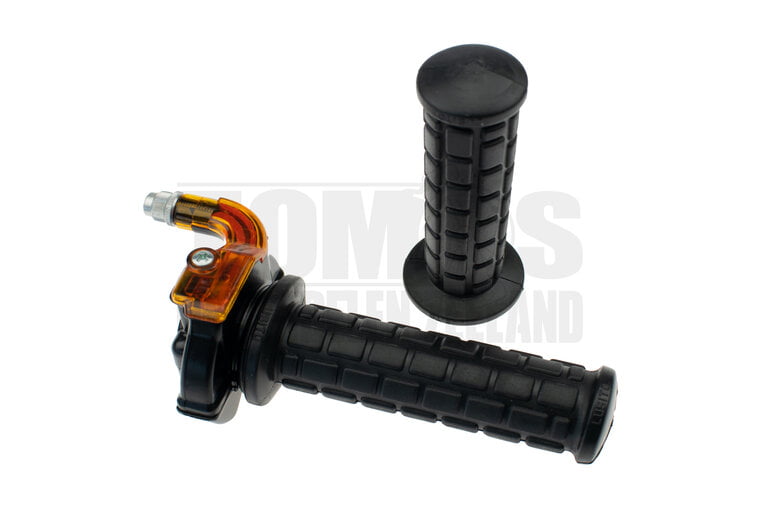 Gashendel rechts snelgas greepset haaks M84 zwart / oranje Lusito