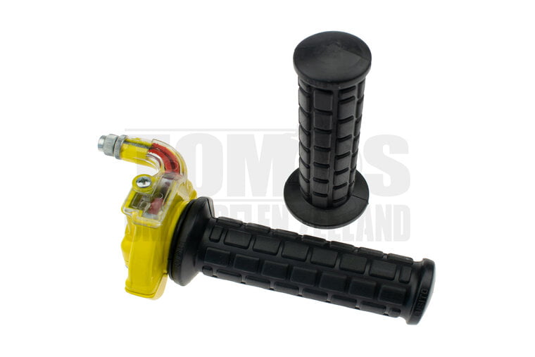 Gashendel rechts snelgas greepset haaks M84 geel / transparant Lusito