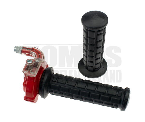 Gashendel rechts snelgas greepset haaks M84 rood / transparant Lusito