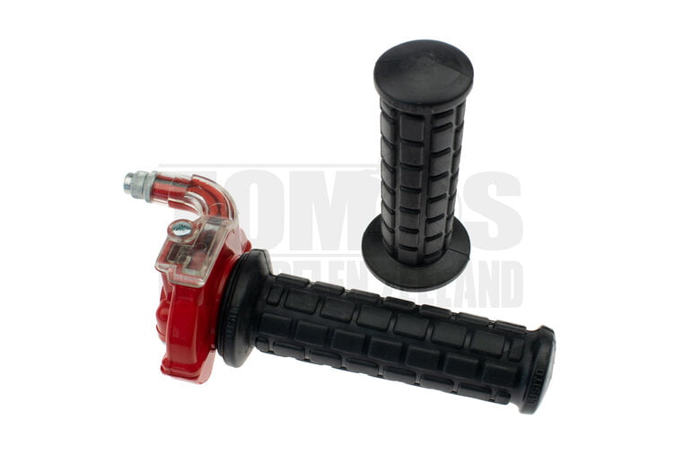 Gashendel rechts snelgas greepset haaks M84 rood / transparant Lusito