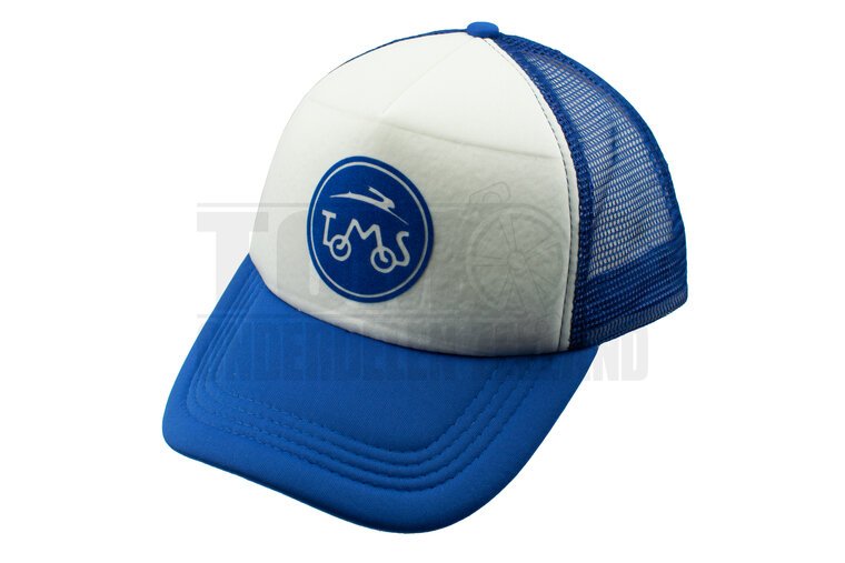 Tomos trucker pet blauw / wit met logo