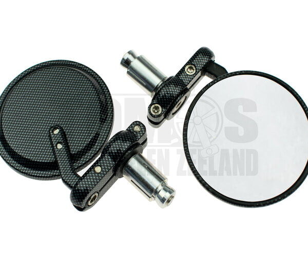 Spiegelset bar-end insteek rond zwart carbon 12mm / 18mm universeel