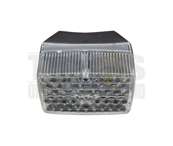 Achterlicht klein model ULO chroom met ruitpatroon glas 6v / 12v