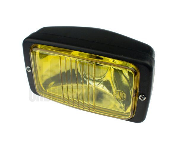 Koplamp vierkant rechthoekig zwart/geel 140mm GUIA universeel