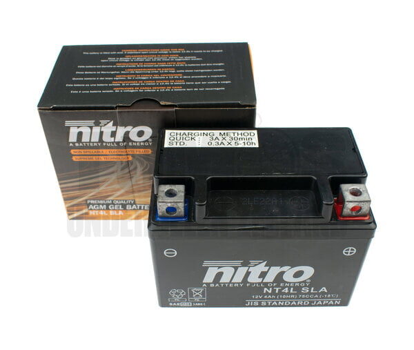 Accu 12V Nitro NT4L-SLA 4AH gel E-start modellen onderhoudsvrij