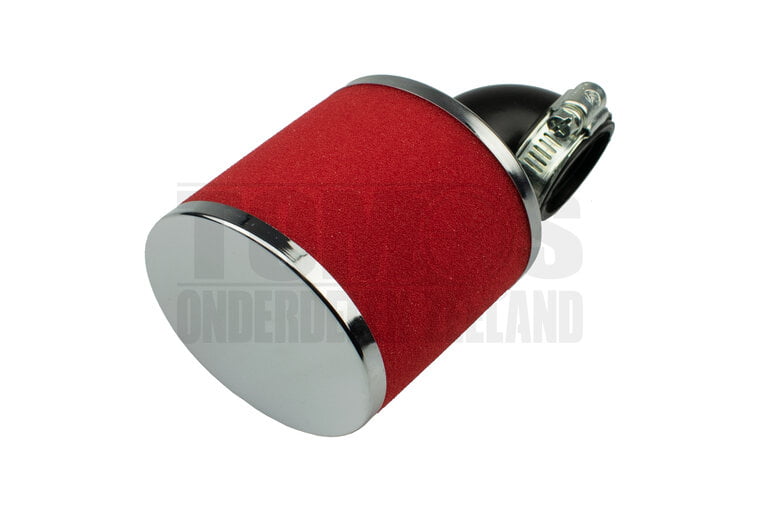 Powerfilter luchtfilter schuim 35mm chroom 90 graden rood Dellorto PHBG / PHVA