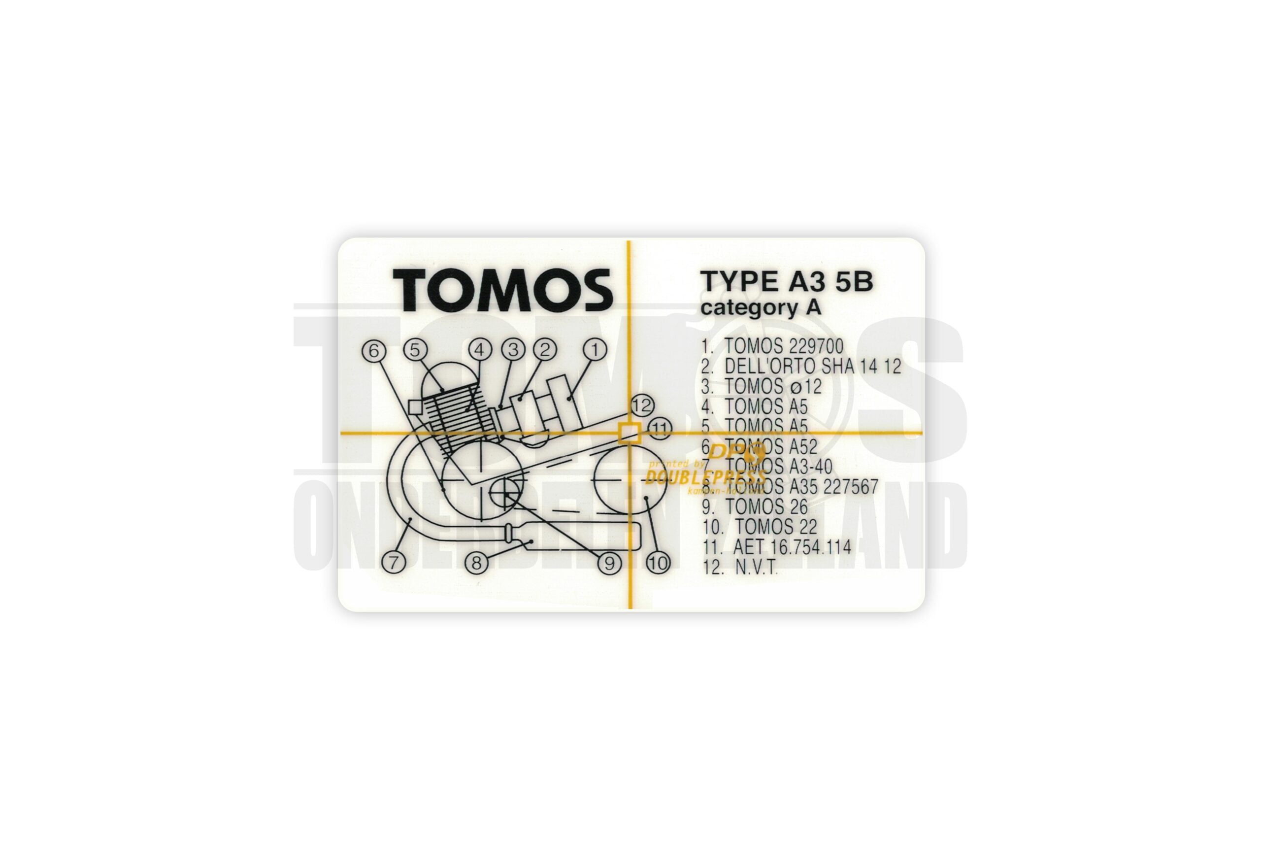 Tomos Type frame sticker blok A3 / 5B Tomos Type frame sticker blok A3 / 5B