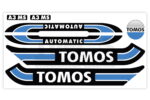 Tomos Stickerset glans standaard automatic zwart / lichtblauw compleet set