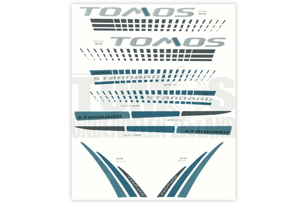 Tomos Stickerset standaard Sticker zwart / blauw compleet set