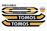 Tomos Stickerset glans standaard automatic zwart / oranje compleet set