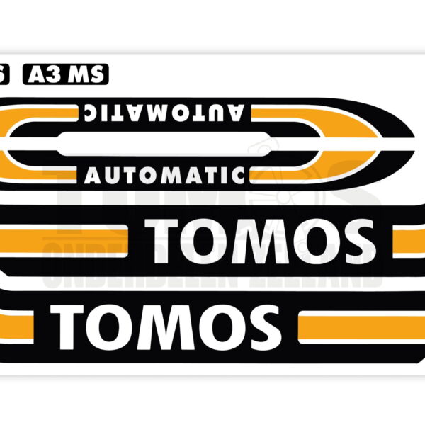 Tomos Stickerset glans standaard automatic zwart / oranje compleet set