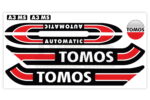 Tomos Stickerset glans standaard automatic zwart / rood compleet set