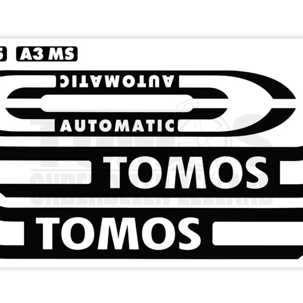 Tomos Stickerset standaard glans automatic zwart / wit compleet set