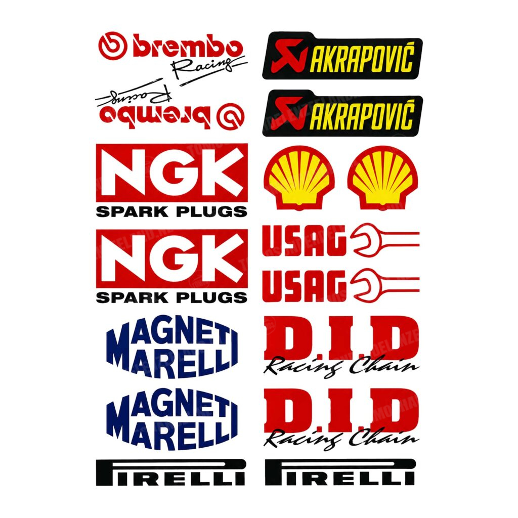 Stickerset NGK / Akrapovic / Brembo sponsor kit 16-delig