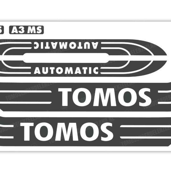 Tomos Stickerset mat standaard automatic zwart / wit compleet set (luxe)