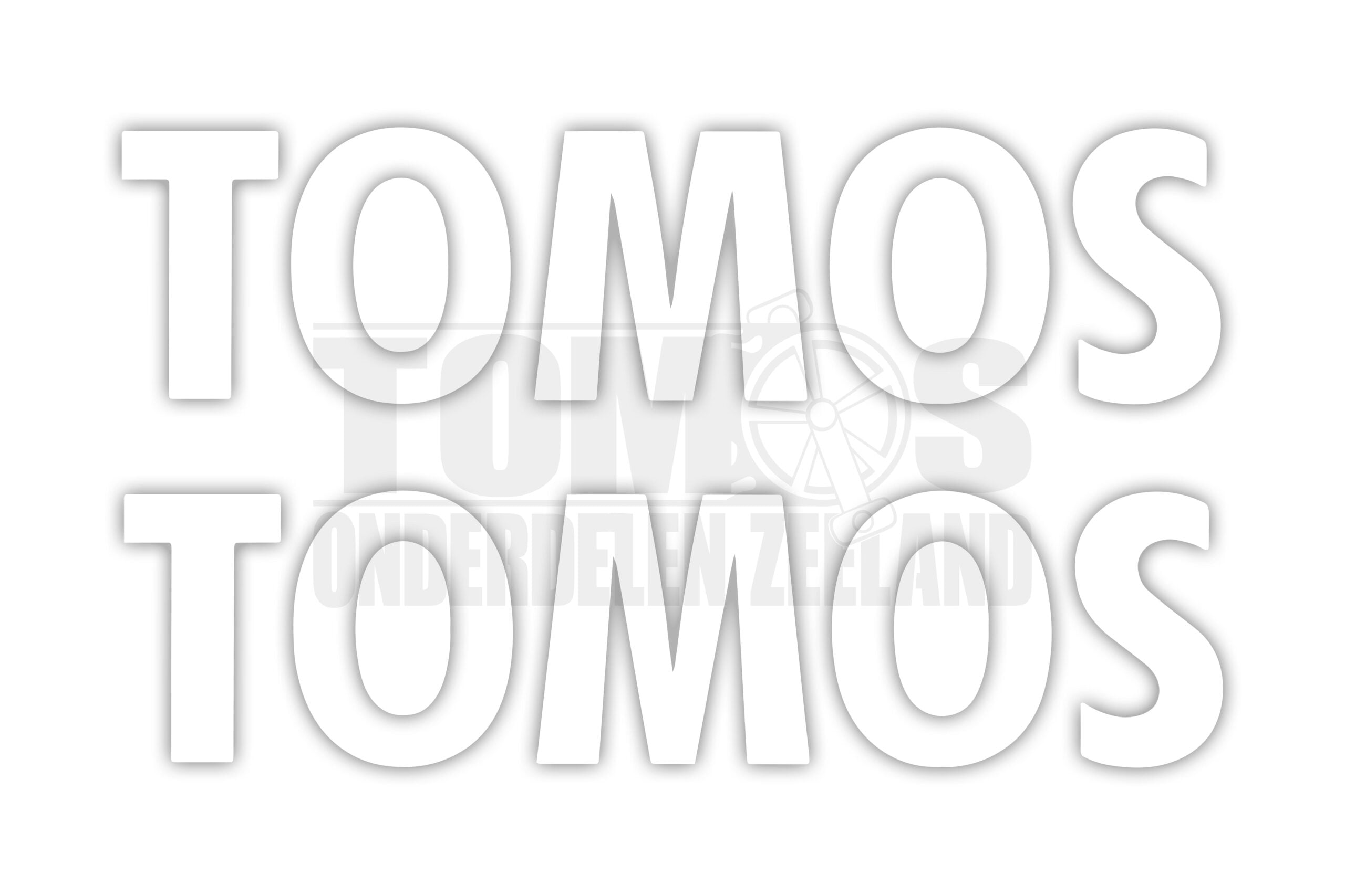 3769 Tomos tank stickerset (losse letters) links / rechts wit 250x60mm