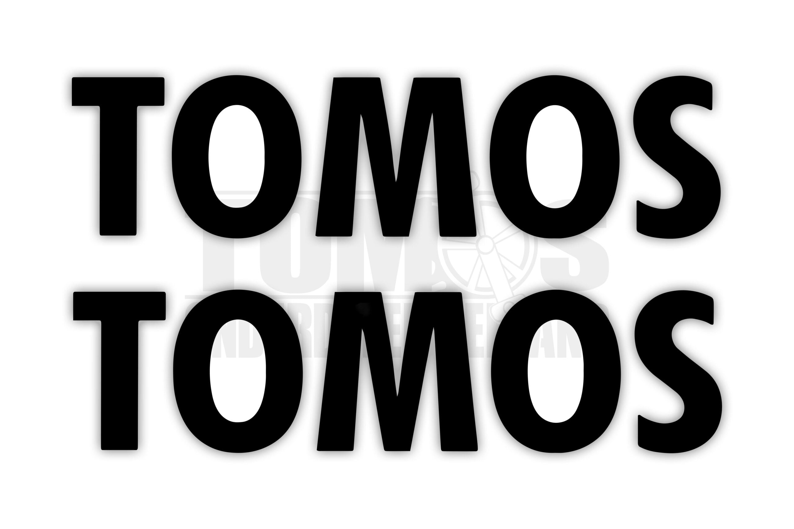 3770 Tomos tank stickerset (losse letters) links / rechts zwart 25x60mm