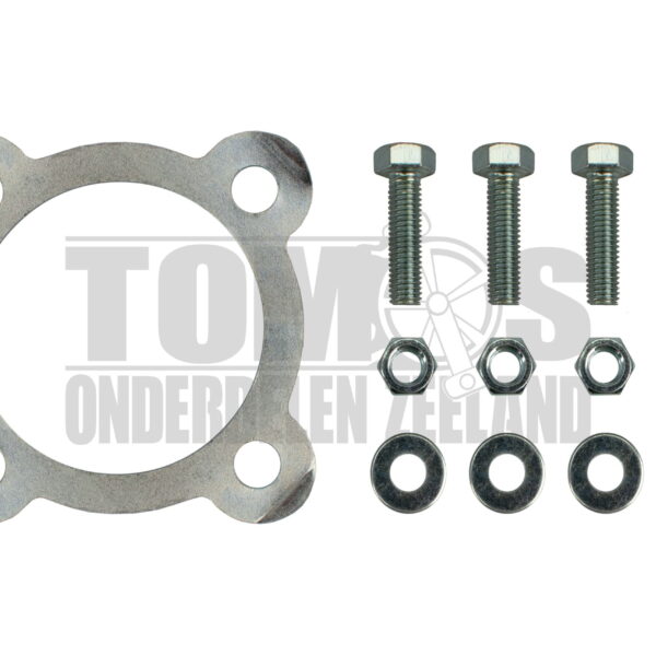 Tomos Achtertandwiel borgplaat 4-gaats + bouten en moeren set M7x25 A3 / A35