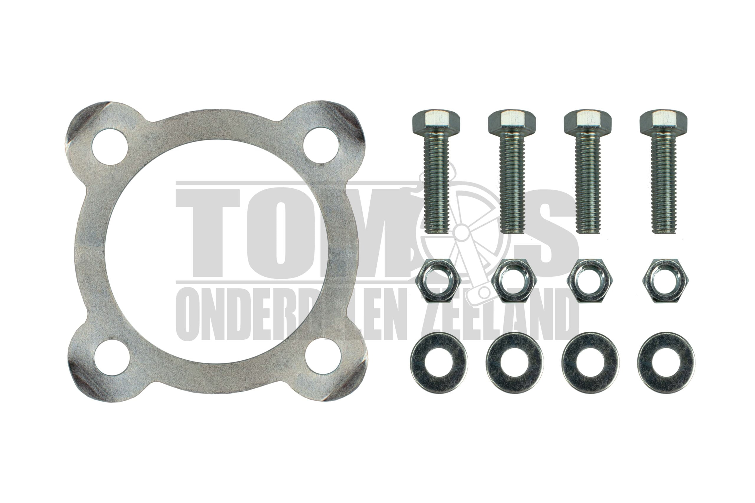 4061 Tomos Achtertandwiel borgplaat 4-gaats + bouten en moeren set M7x25 A3 / A35