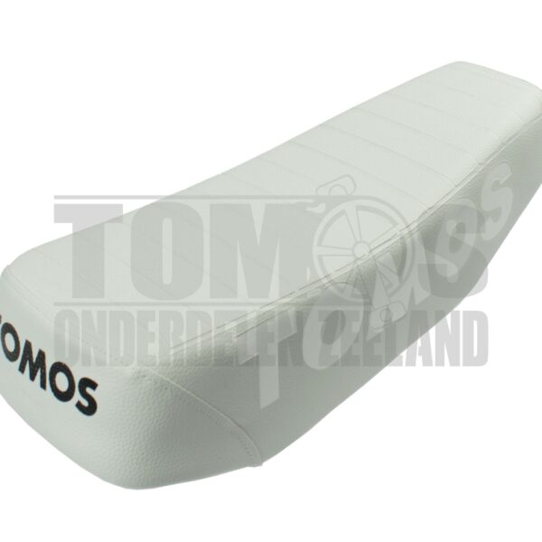 Tomos Zadel buddyseat lang met gestanst logo wit A3 / A35 / diverse modellen