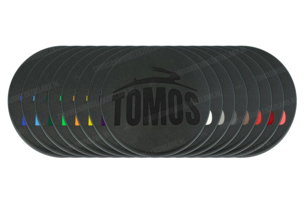 Tomos Afdekplaat met logo diverse kleuren kickstartdeksel / vliegwieldeksel A52 / A55