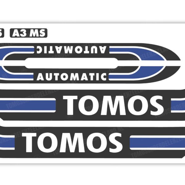 Tomos Stickerset mat standaard automatic zwart / donkerblauw compleet set