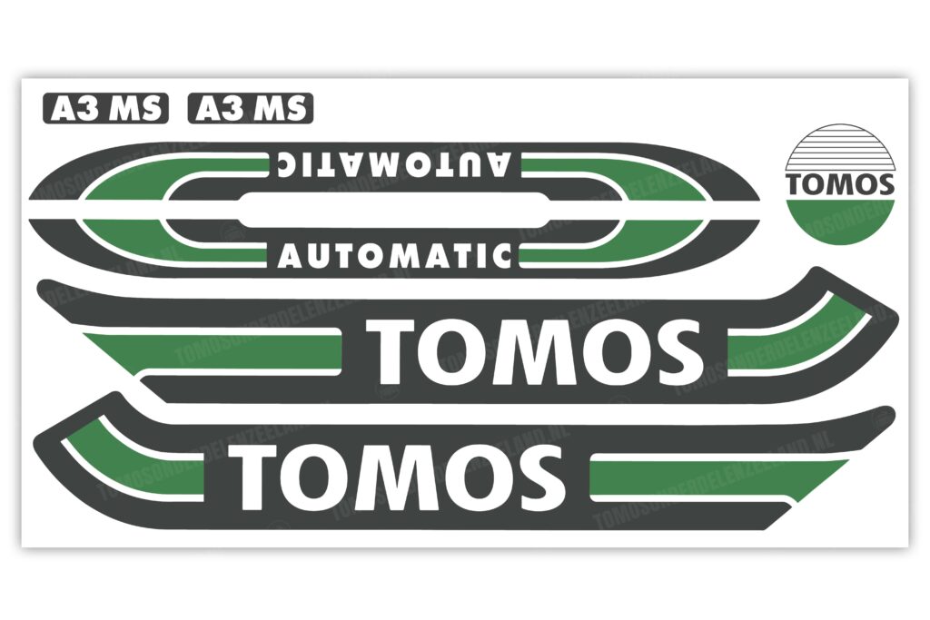 Tomos Stickerset mat standaard automatic zwart / donkergroen compleet set
