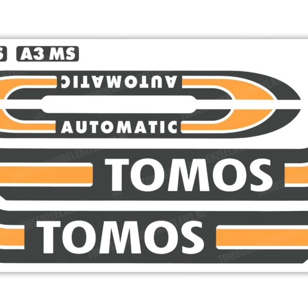 Tomos Stickerset mat standaard automatic zwart / oranje compleet set