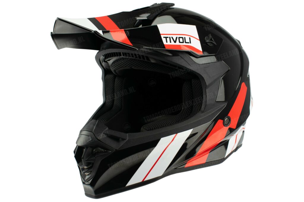 Helm Vito Crosshelm Tivoli glans zwart / rood wit